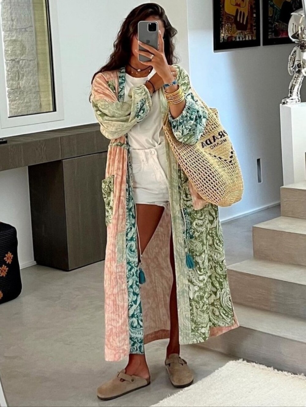 ZARA PRINTED KIMONO LONG SIZE XS